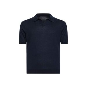 Tagliatore Men Blue Silk Knit Polo Shirt